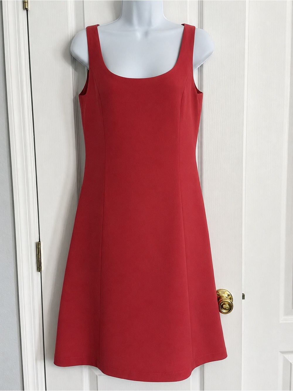 Ann Taylor Red Sleeveless A-Line Midi Dress